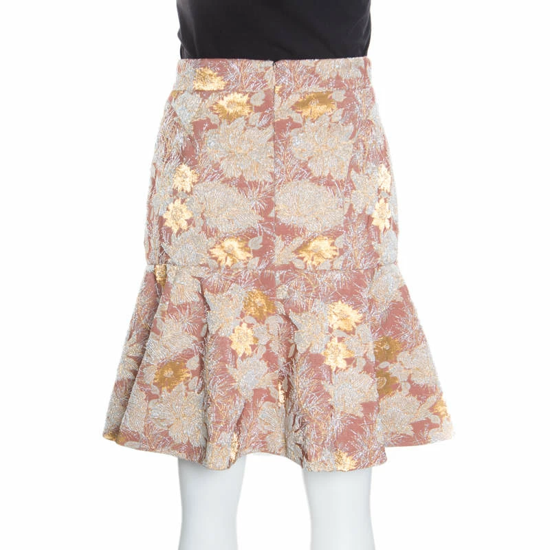 N21 Pink Floral Lurex Embossed Jacquard Knit Peplum Skirt M Women Skirts N21 Pink Floral Lurex Embossed Jacquard Knit Peplum Skirt M Women Skirts -N21shop luxury women n21 new clothes p164208 001