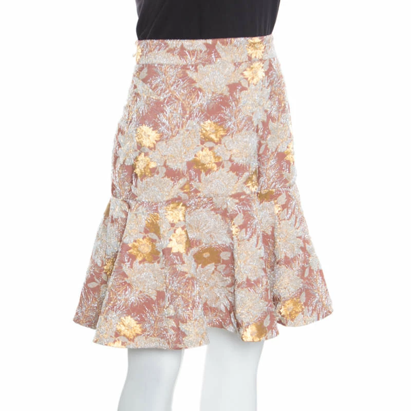 N21 Pink Floral Lurex Embossed Jacquard Knit Peplum Skirt M Women Skirts N21 Pink Floral Lurex Embossed Jacquard Knit Peplum Skirt M Women Skirts -N21shop luxury women n21 new clothes p164208 002
