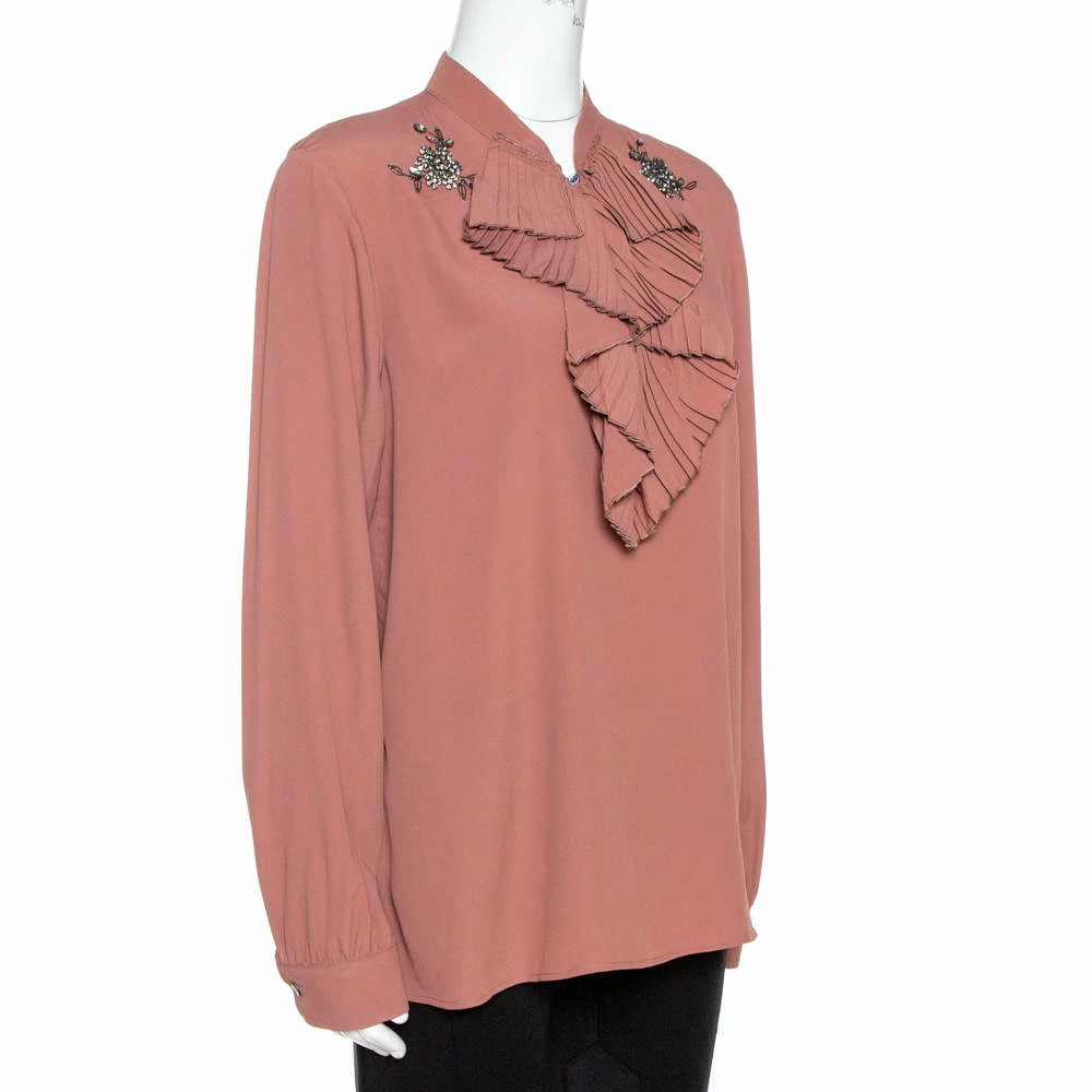 N21 N°21 Pink Silk Blend Embellished Frill Shirt M Women Tops N21 N°21 Pink Silk Blend Embellished Frill Shirt M Women Tops -N21shop luxury women n21 new clothes p335454 004