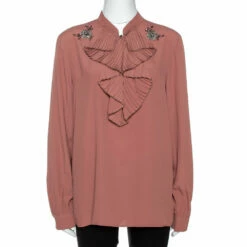 N21 N°21 Pink Silk Blend Embellished Frill Shirt M Women Tops