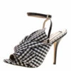 N21 N°21 Monochrome Checkered Knotted Fabric Gingham Ankle Wrap Peep Toe Sandals Size 40 Women 1 N21 N°21 Monochrome Checkered Knotted Fabric Gingham Ankle Wrap Peep Toe Sandals Size 40 Women -N21shop luxury women n21 new shoes p129421 0001