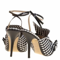 N21 N°21 Monochrome Checkered Knotted Fabric Gingham Ankle Wrap Peep Toe Sandals Size 40 Women 6 N21 N°21 Monochrome Checkered Knotted Fabric Gingham Ankle Wrap Peep Toe Sandals Size 40 Women -N21shop luxury women n21 new shoes p129421 0005