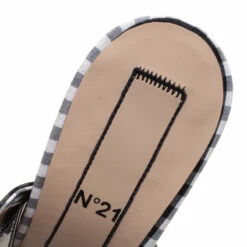 N21 N°21 Monochrome Checkered Knotted Fabric Gingham Ankle Wrap Peep Toe Sandals Size 40 Women 8 N21 N°21 Monochrome Checkered Knotted Fabric Gingham Ankle Wrap Peep Toe Sandals Size 40 Women -N21shop luxury women n21 new shoes p129421 0007