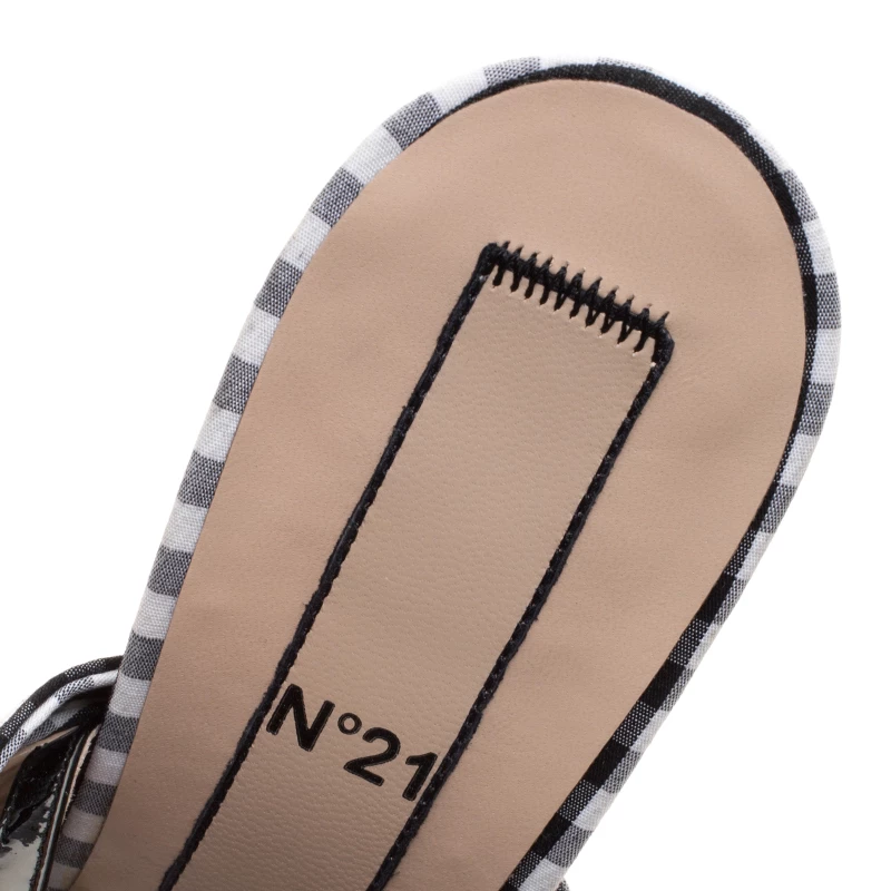 N21 N°21 Monochrome Checkered Knotted Fabric Gingham Ankle Wrap Peep Toe Sandals Size 40 Women N21 N°21 Monochrome Checkered Knotted Fabric Gingham Ankle Wrap Peep Toe Sandals Size 40 Women -N21shop luxury women n21 new shoes p129421 0007