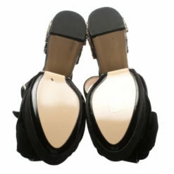 N21 Black Suede Embellished Knot Platform Block Heel Ankle Strap Sandals Size 36 Women 7 N21 Black Suede Embellished Knot Platform Block Heel Ankle Strap Sandals Size 36 Women -N21shop luxury women n21 new shoes p186150 002