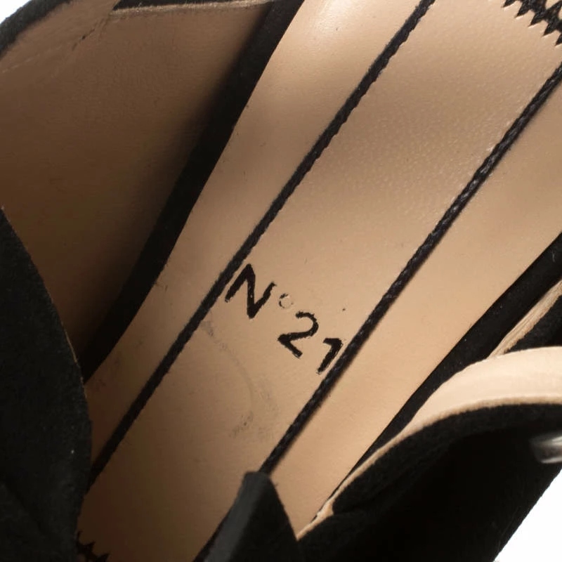 N21 Black Suede Embellished Knot Platform Block Heel Ankle Strap Sandals Size 36 Women N21 Black Suede Embellished Knot Platform Block Heel Ankle Strap Sandals Size 36 Women -N21shop luxury women n21 new shoes p186150 005