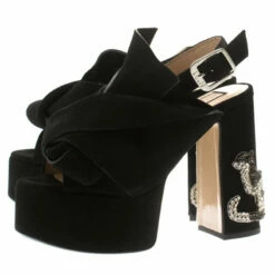 N21 Black Suede Embellished Knot Platform Block Heel Ankle Strap Sandals Size 36 Women 5 N21 Black Suede Embellished Knot Platform Block Heel Ankle Strap Sandals Size 36 Women -N21shop luxury women n21 new shoes p186150 008