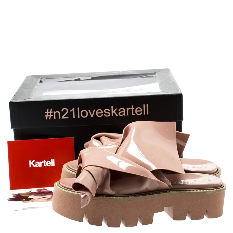 N21 X Kartell Beige PVC Knot Platform Slides Size 36 Women Sandals N21 X Kartell Beige PVC Knot Platform Slides Size 36 Women Sandals -N21shop luxury women n21 new shoes p196931 009