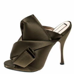 N21 Olive Green Satin Raso Knot Peep Toe Mules Size 38.5 Women Sandals 3 N21 Olive Green Satin Raso Knot Peep Toe Mules Size 38.5 Women Sandals -N21shop luxury women n21 new shoes p233488 004