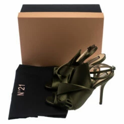 N21 N°21 Green Satin Ronny Pleated Ankle Wrap Peep Toe Sandals Size 37 Women -N21shop luxury women n21 new shoes p242781 001