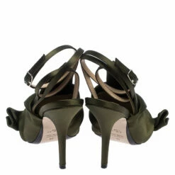 N21 N°21 Green Satin Ronny Pleated Ankle Wrap Peep Toe Sandals Size 37 Women -N21shop luxury women n21 new shoes p242781 004