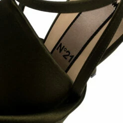 N21 N°21 Green Satin Ronny Pleated Ankle Wrap Peep Toe Sandals Size 37 Women -N21shop luxury women n21 new shoes p242781 007