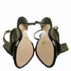 N21 N°21 Green Satin Ronny Pleated Ankle Wrap Peep Toe Sandals Size 37 Women -N21shop luxury women n21 new shoes p242781 008