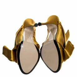 N21 N°21 Mustard Yellow Satin Ronny Pleated Mules Size 39 Women Sandals 7 N21 N°21 Mustard Yellow Satin Ronny Pleated Mules Size 39 Women Sandals -N21shop luxury women n21 new shoes p250144 004