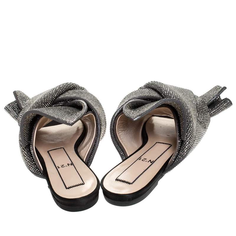 N21 Metallic Brown Leather Crystal Embellished Bow Mules Size 36 Women Flats N21 Metallic Brown Leather Crystal Embellished Bow Mules Size 36 Women Flats -N21shop luxury women n21 new shoes p255867 002