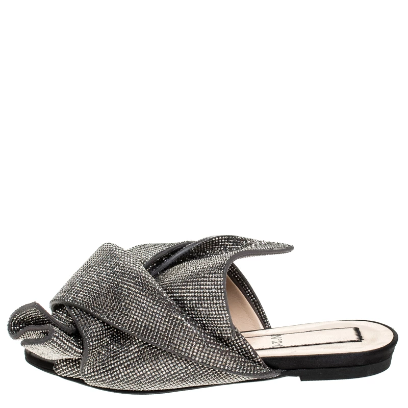 N21 Metallic Brown Leather Crystal Embellished Bow Mules Size 36 Women Flats N21 Metallic Brown Leather Crystal Embellished Bow Mules Size 36 Women Flats -N21shop luxury women n21 new shoes p255867 005