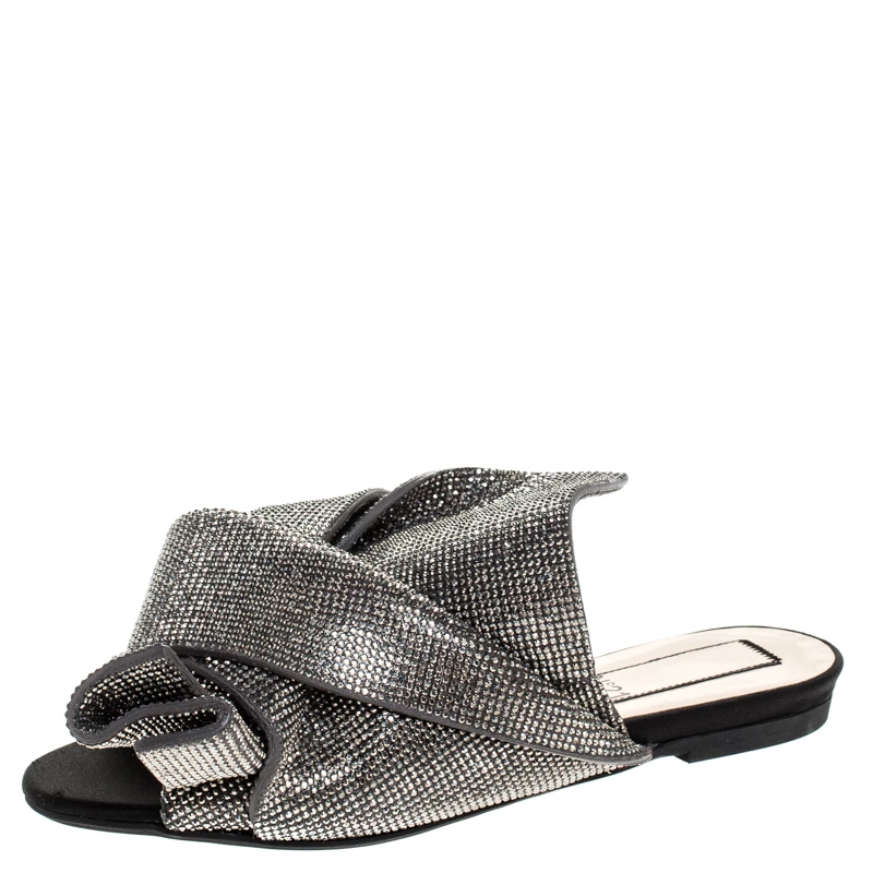 N21 Metallic Brown Leather Crystal Embellished Bow Mules Size 36 Women Flats N21 Metallic Brown Leather Crystal Embellished Bow Mules Size 36 Women Flats -N21shop luxury women n21 new shoes p255867 006
