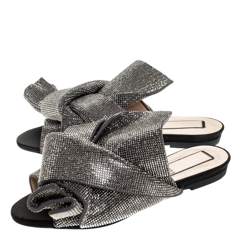 N21 Metallic Brown Leather Crystal Embellished Bow Mules Size 36 Women Flats N21 Metallic Brown Leather Crystal Embellished Bow Mules Size 36 Women Flats -N21shop luxury women n21 new shoes p255867 007