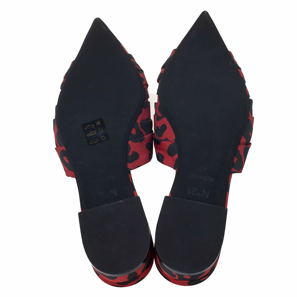 N21 Red/Black Leopard Print Satin Knot Flat Mules Size 40 Women Flats N21 Red/Black Leopard Print Satin Knot Flat Mules Size 40 Women Flats -N21shop luxury women n21 new shoes p295808 001