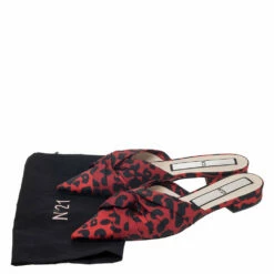 N21 Red/Black Leopard Print Satin Knot Flat Mules Size 40 Women Flats 9 N21 Red/Black Leopard Print Satin Knot Flat Mules Size 40 Women Flats -N21shop luxury women n21 new shoes p295808 002