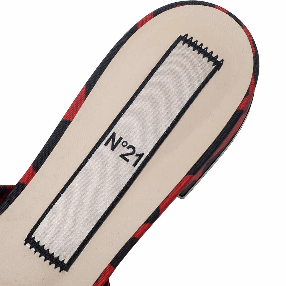 N21 Red/Black Leopard Print Satin Knot Flat Mules Size 40 Women Flats N21 Red/Black Leopard Print Satin Knot Flat Mules Size 40 Women Flats -N21shop luxury women n21 new shoes p295808 006