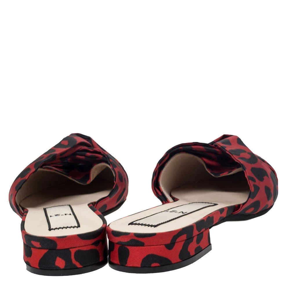 N21 Red/Black Leopard Print Satin Knot Flat Mules Size 40 Women Flats N21 Red/Black Leopard Print Satin Knot Flat Mules Size 40 Women Flats -N21shop luxury women n21 new shoes p295808 008