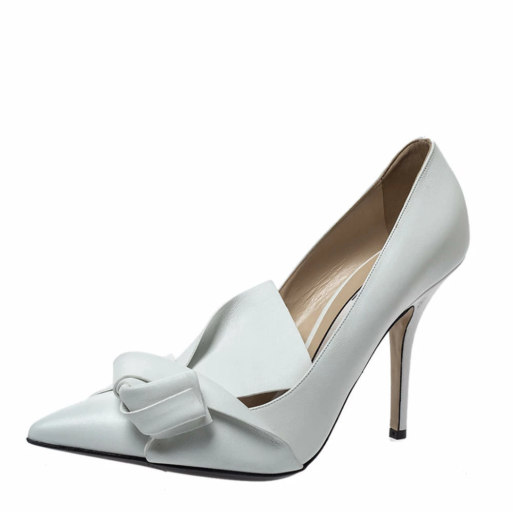 N21 White Leather Knot Pointed Toe Pumps Size 42 Women N21 White Leather Knot Pointed Toe Pumps Size 42 Women -N21shop luxury women n21 new shoes p299753 008