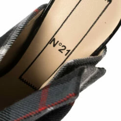 N21 N°21 Grey Check Fabric Bow Mules Sandals Size 40 Women 8 N21 N°21 Grey Check Fabric Bow Mules Sandals Size 40 Women -N21shop luxury women n21 new shoes p367995 006