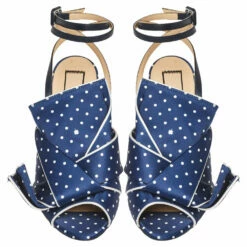 N21 Blue/White Knotted Polka Dot Fabric Gingham Ankle Wrap Peep Toe Sandals Size 36 Women 6 N21 Blue/White Knotted Polka Dot Fabric Gingham Ankle Wrap Peep Toe Sandals Size 36 Women -N21shop luxury women n21 new shoes p368388 005