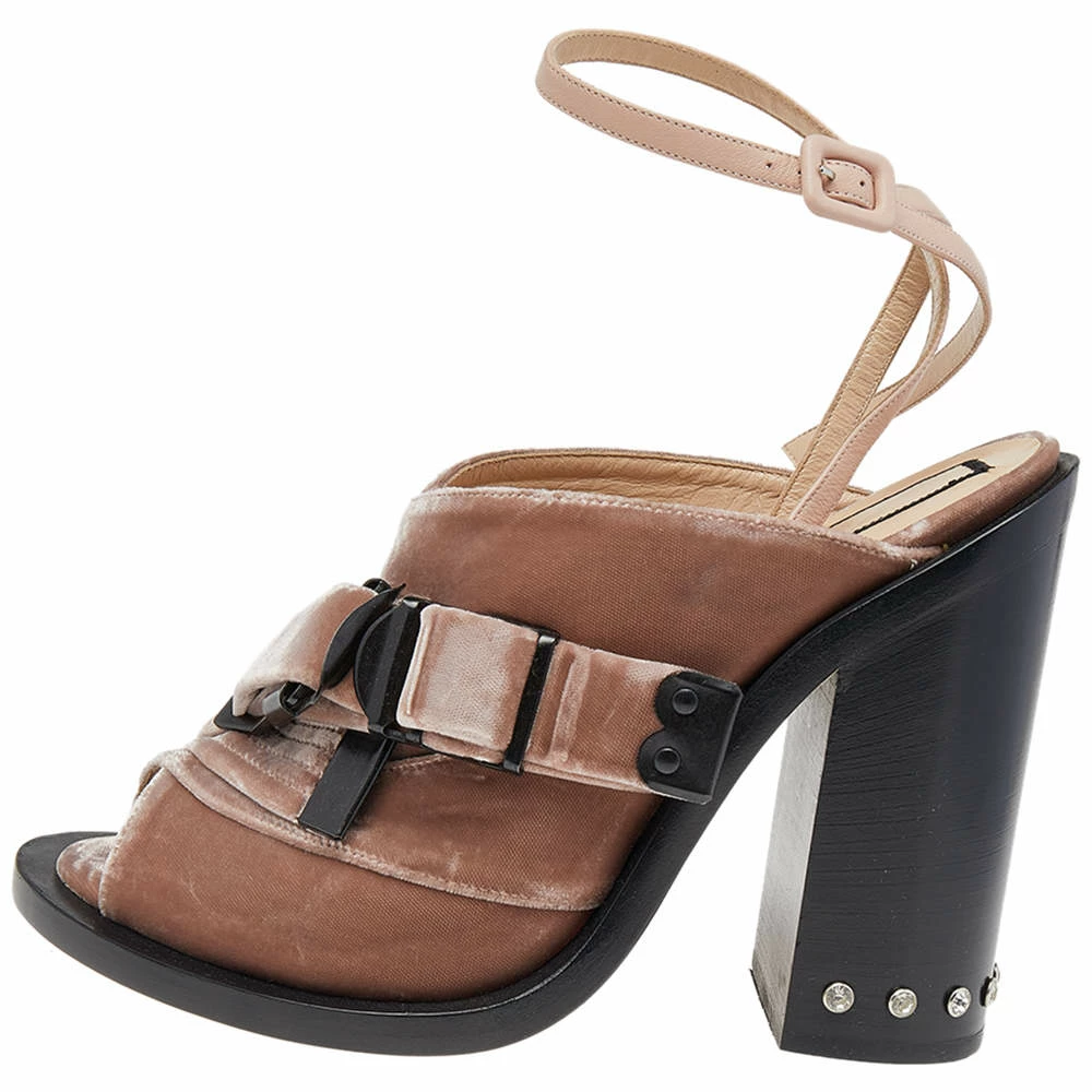 N21 Pink Velvet Crystal Embellished Heel Ankle Strappy Sandals Size 41 Women N21 Pink Velvet Crystal Embellished Heel Ankle Strappy Sandals Size 41 Women -N21shop luxury women n21 new shoes p496567 004