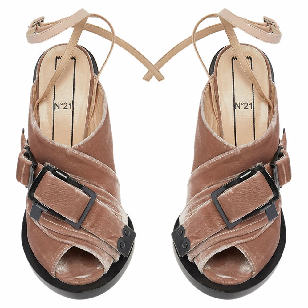 N21 Pink Velvet Crystal Embellished Heel Ankle Strappy Sandals Size 41 Women N21 Pink Velvet Crystal Embellished Heel Ankle Strappy Sandals Size 41 Women -N21shop luxury women n21 new shoes p496567 006