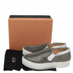 N21 Silver Crystal Embellished Suede Slip On Sneakers Size 40 Women -N21shop luxury women n21 new shoes p496681 003