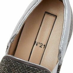 N21 Silver Crystal Embellished Suede Slip On Sneakers Size 40 Women -N21shop luxury women n21 new shoes p496681 007