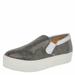 N21 Silver Crystal Embellished Suede Slip On Sneakers Size 40 Women