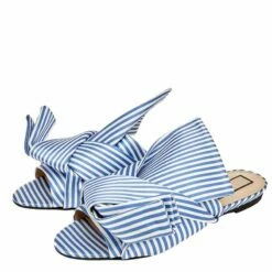 N21 Nº21 Blue/White Satin Knot Flat Slides Size 39 Women Flats -N21shop luxury women n21 new shoes p511186 1634106903 006