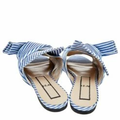 N21 Nº21 Blue/White Satin Knot Flat Slides Size 39 Women Flats -N21shop luxury women n21 new shoes p511186 1634106913 008