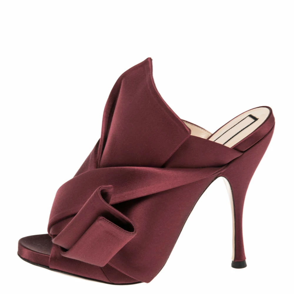 N21 Nº21 Burgundy Satin Raso Knot Peep Toe Mules Size 39 Women Sandals N21 Nº21 Burgundy Satin Raso Knot Peep Toe Mules Size 39 Women Sandals -N21shop luxury women n21 new shoes p511752 005