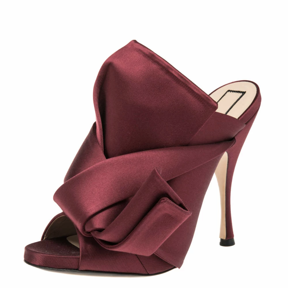 N21 Nº21 Burgundy Satin Raso Knot Peep Toe Mules Size 39 Women Sandals N21 Nº21 Burgundy Satin Raso Knot Peep Toe Mules Size 39 Women Sandals -N21shop luxury women n21 new shoes p511752 006