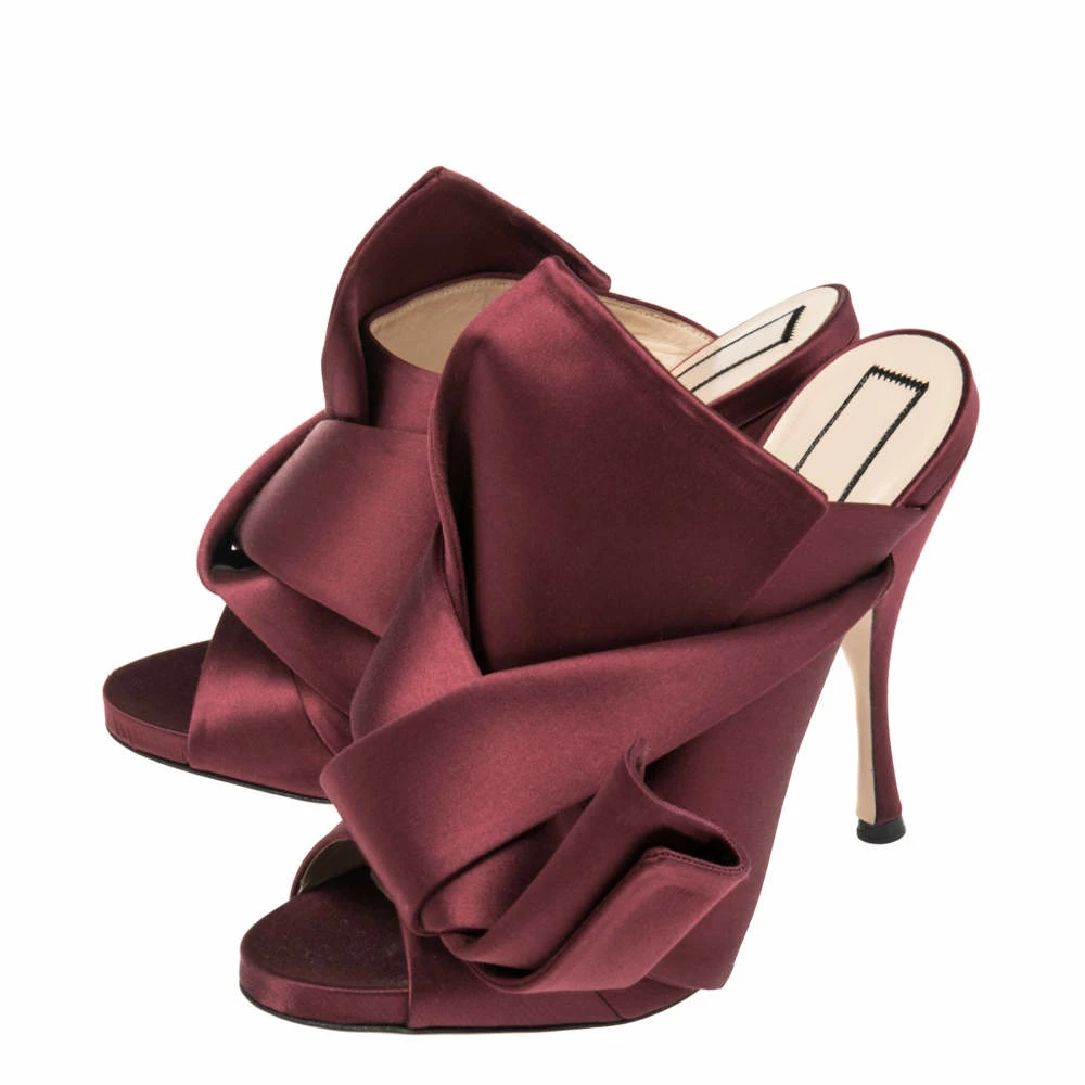 N21 Nº21 Burgundy Satin Raso Knot Peep Toe Mules Size 39 Women Sandals N21 Nº21 Burgundy Satin Raso Knot Peep Toe Mules Size 39 Women Sandals -N21shop luxury women n21 new shoes p511752 007