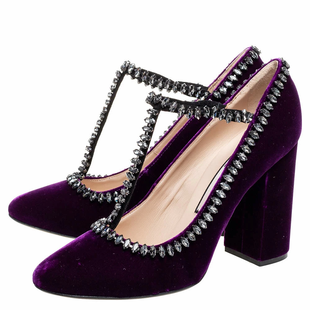 N21 N°21 Purple Velvet Crystal Embellished T-Bar Pumps Size 42 Women N21 N°21 Purple Velvet Crystal Embellished T-Bar Pumps Size 42 Women -N21shop luxury women n21 new shoes p604195 002