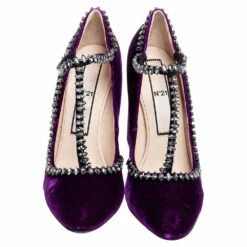 N21 N°21 Purple Velvet Crystal Embellished T-Bar Pumps Size 42 Women 4 N21 N°21 Purple Velvet Crystal Embellished T-Bar Pumps Size 42 Women -N21shop luxury women n21 new shoes p604195 003