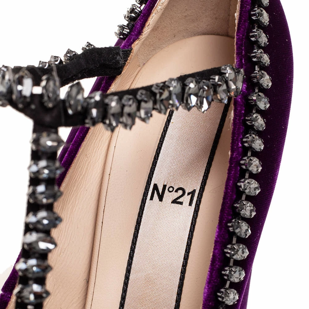 N21 N°21 Purple Velvet Crystal Embellished T-Bar Pumps Size 42 Women N21 N°21 Purple Velvet Crystal Embellished T-Bar Pumps Size 42 Women -N21shop luxury women n21 new shoes p604195 007