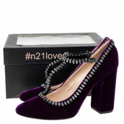 N21 N°21 Purple Velvet Crystal Embellished T-Bar Pumps Size 42 Women 11 N21 N°21 Purple Velvet Crystal Embellished T-Bar Pumps Size 42 Women -N21shop luxury women n21 new shoes p604195 010