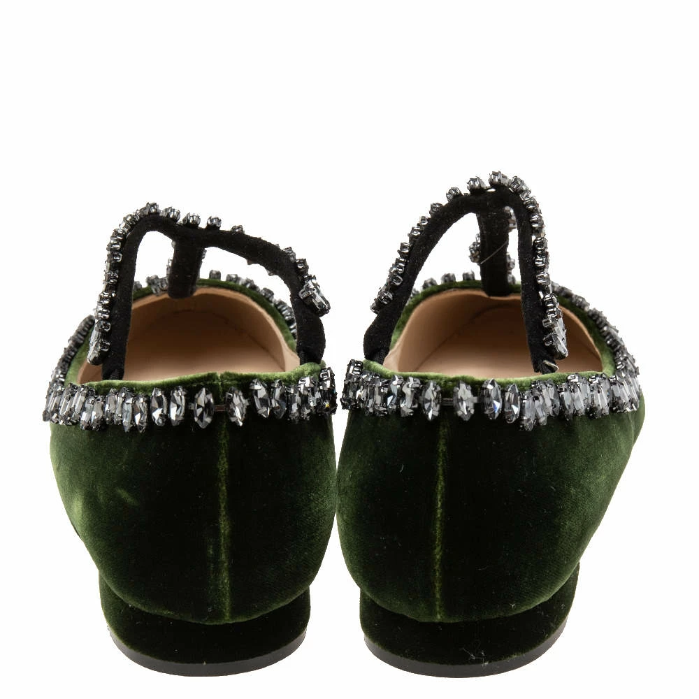 N21 Dark Green Velvet Crystal Embellished T-Bar Ballet Flats Size 38 Women N21 Dark Green Velvet Crystal Embellished T-Bar Ballet Flats Size 38 Women -N21shop luxury women n21 new shoes p616138 004