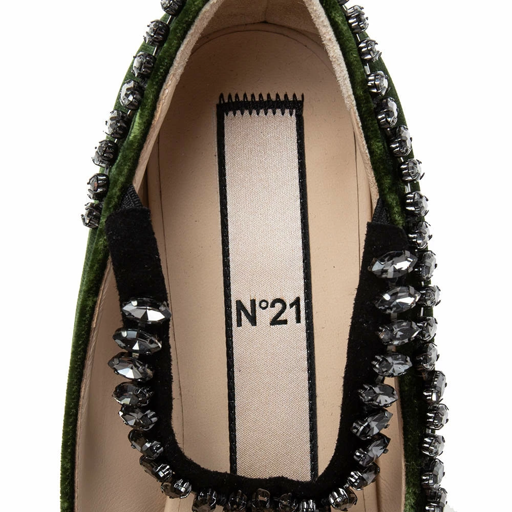 N21 Dark Green Velvet Crystal Embellished T-Bar Ballet Flats Size 38 Women N21 Dark Green Velvet Crystal Embellished T-Bar Ballet Flats Size 38 Women -N21shop luxury women n21 new shoes p616138 006