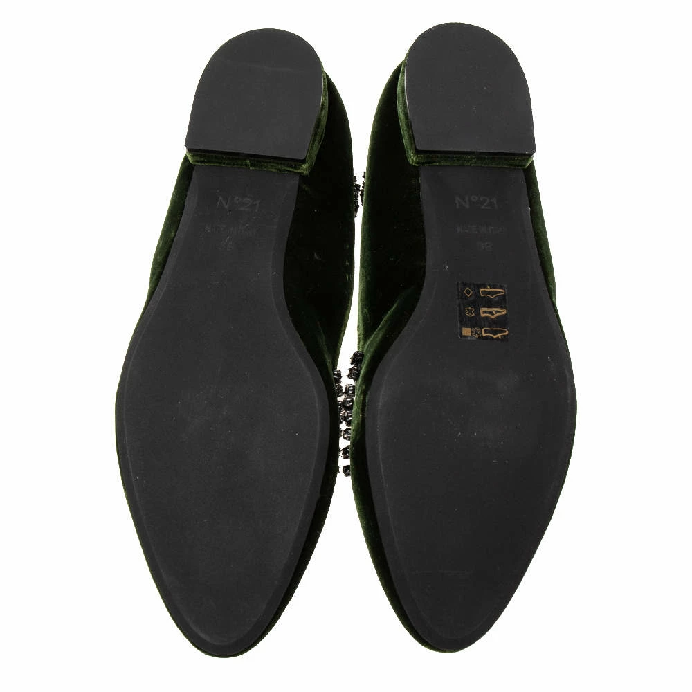N21 Dark Green Velvet Crystal Embellished T-Bar Ballet Flats Size 38 Women N21 Dark Green Velvet Crystal Embellished T-Bar Ballet Flats Size 38 Women -N21shop luxury women n21 new shoes p616138 007