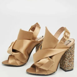 N21 Nº21 Brown Satin Crystal Embellished Pleated Bow Ankle Strap Sandals Size 36 Women 3 N21 Nº21 Brown Satin Crystal Embellished Pleated Bow Ankle Strap Sandals Size 36 Women -N21shop luxury women n21 new shoes p622637 001