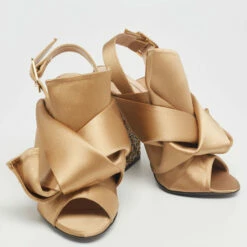 N21 Nº21 Brown Satin Crystal Embellished Pleated Bow Ankle Strap Sandals Size 36 Women 5 N21 Nº21 Brown Satin Crystal Embellished Pleated Bow Ankle Strap Sandals Size 36 Women -N21shop luxury women n21 new shoes p622637 004