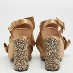 N21 Nº21 Brown Satin Crystal Embellished Pleated Bow Ankle Strap Sandals Size 36 Women 6 N21 Nº21 Brown Satin Crystal Embellished Pleated Bow Ankle Strap Sandals Size 36 Women -N21shop luxury women n21 new shoes p622637 006