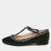 N21 Dark Green Velvet Crystal Embellished T-Bar Ballet Flats Size 36 Women 2 N21 Dark Green Velvet Crystal Embellished T-Bar Ballet Flats Size 36 Women -N21shop luxury women n21 new shoes p634136 005